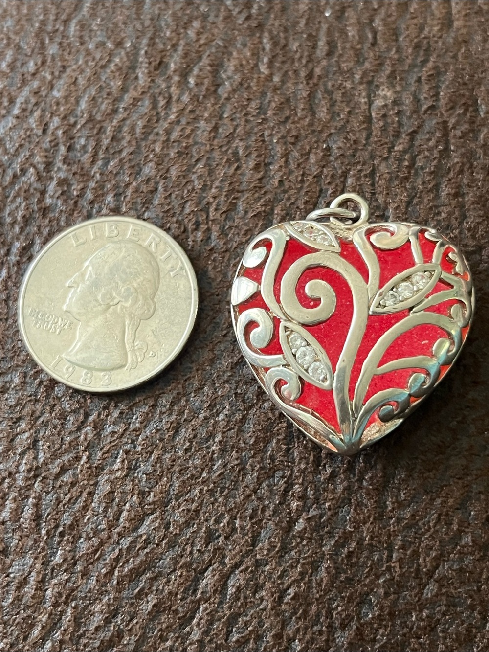 Sterling silver red heart pendant